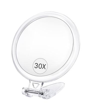 MIYADIVA Magnifying Mirror,30X Hand Mirror with Handle,Travel Magnifying Mirror with Double-Sided 1X/30X Magnification,5 in Handheld Magnifying Mirror,Foldable Makeup Mirrors as a Gift for Parents