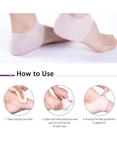 Silicone Heel Protectors - 2 Pairs Gel Pads for Blister Prevention, Achilles Tendinitis, Plantar Fasciitis - Breathable Heel Cups for Men and Women - White - Buy Online on GoSupps.com
