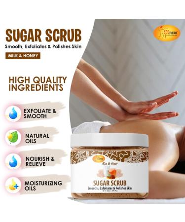 Buy SPA REDI Sugar Body Scrub - Milk & Honey 16 Oz | Exfoliating & Moisturizing Body Exfoliator for Smooth Glowing Skin | International Shipping Available - Buy Online on GoSupps.com
