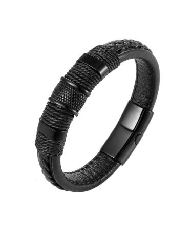 Bracelet Energy Magnetic Tiger Eye Therapy Bracelet Punk Men'S Leather Bracelet Steel Magnetic Button Men'S Bracelet