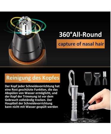 4 in 1 USB Rechargeable Nose and Ear Hair Trimmer - Waterproof Easy Clean Stainless Steel Blades - Perfect for Men & Women (Black/Orange - Buy Online on GoSupps.com