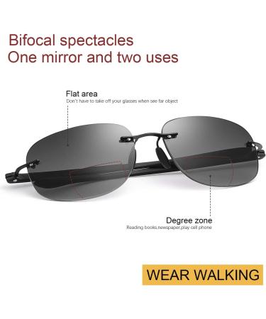 Rimless Bifocal Reading Glasses UV400 Protection | Blue Light Blocking | Lightweight Sun Readers | Outdoor Driving Safety Eyeglasses | Tinted Lens Shades | Unisex Men Women | 2.5X Magnification - Buy Online on GoSupps.com