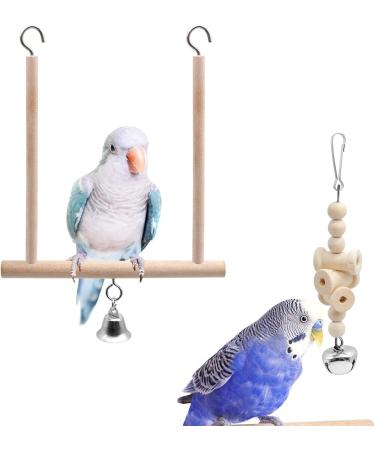 Yue Budgie Toys 7 Pcs Bird Toys Natural Coconut Bird Cage with Ladder Hanging Swing Climbing Hammock Rotated Ladder Wooden Chewing Toy Bells parrot toys for Birds parrots Love Birds Mynah - Buy Online on GoSupps.com