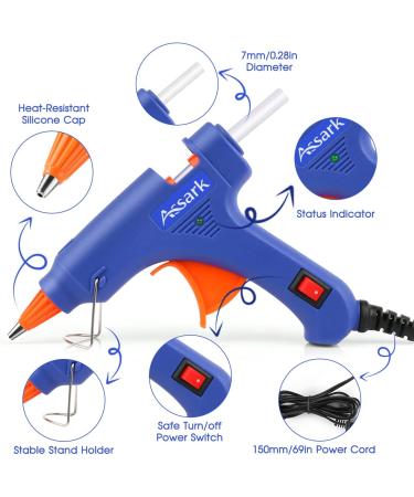 Assark Mini Hot Glue Gun Kit with 30 Glue Sticks - 20W (Blue) | For School Crafts, DIY Arts, Quick Home Repairs - Buy Online on GoSupps.com