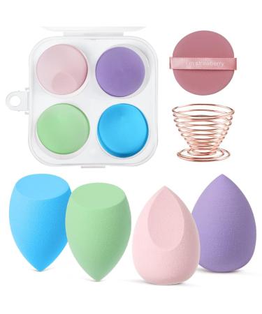 AUAUY 6 Pcs Makeup Sponges Blender Set 4 Pcs Professional Beauty Sponge Foundation Blending Blender with 1 Sponge Holder 1Powder Puff Multi-colored Makeup Sponges for Cream Liquid and Powder 4pcs-Mixed color - Buy Online on GoSupps.com