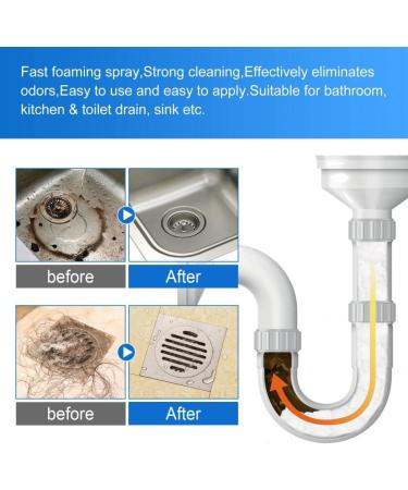 Drain Clog Remover and Cleaner Powerful Sink and Drain Cleaner Chemical Cleaner Agent for Kitchen Toilet Pipe Dredging Fast Effective Foaming Cleaner (2pc) - Buy Online on GoSupps.com