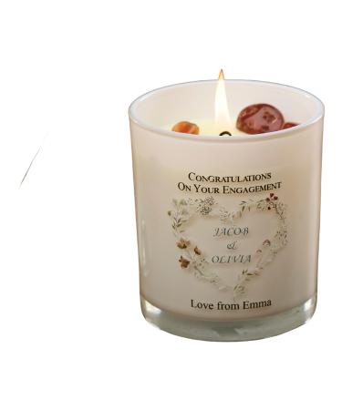 Personalised Candle Gift for Engagement Couple with Watercolour Heart (Sea Breeze)