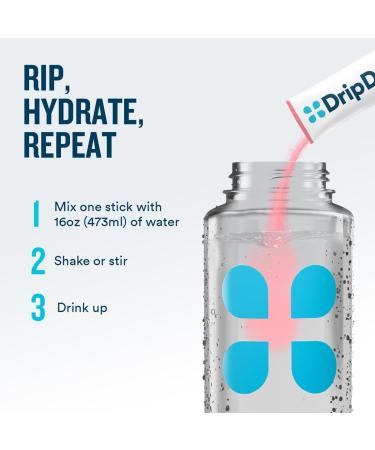 DripDrop Zero Sugar Plus - Sugar Free Hydration Packets - Single Serve Electrolytes Powder Drink Mix - Strawberry Kiwi Peach Cherry Limeade Wild Berry - Non-GMO Gluten Free Vegan - 16 Sticks Strawberry Kiwi Peach Che  - Buy Online on GoSupps.com
