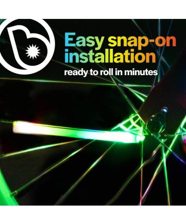 SpinBrightz LED Bike Spoke Wheel Light Tubes 3 Pack - Colorful Lights for Night Riding - Flashing or Constant Modes - Easy Installation - Fits 20 Wheels & Up - Buy Online on GoSupps.com