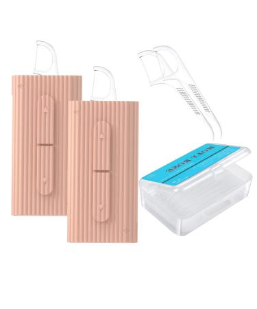 Portable Travel Flosser Dispenser Holy Rose Dental Floss Picks Storage Case with Toothpicks Floss Sticks Dental Picks for Teeth Cleaning. (Pink 1)