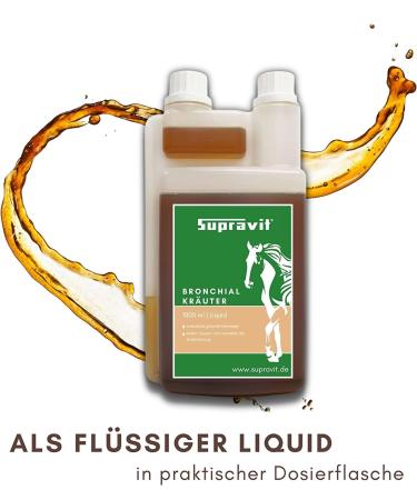 Supravit Bronchial Herbs for Horses | 1000ml Liquid Herbal Mixture | Supports Airway Health with 14 Natural Ingredients - Buy Online on GoSupps.com