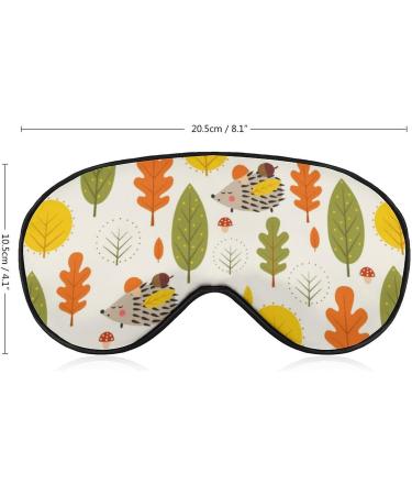 LynaRei Cartoon Hedgehog and Leaves Sleeping Mask - Adjustable Strap Eye Mask for Blocking Light - Autumn Forest Design (Style-4) - Buy Online on GoSupps.com