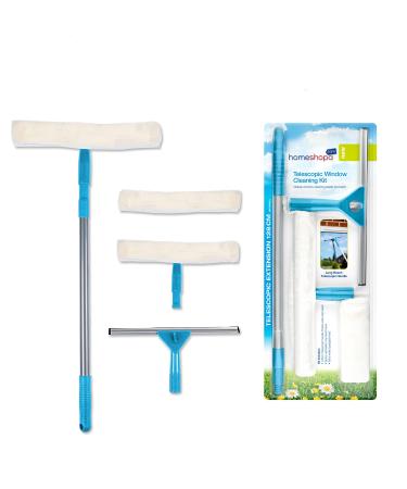 HOMESHOPA Window Cleaning Kit Window Cleaning Equipment-128cm Extendable Telescopic Pole & Squeegee Cleaner with Aluminium Pole for High Windows 2 Microfibre Heads Glass Cleaner for Indoor/Outdoor - Buy Online on GoSupps.com