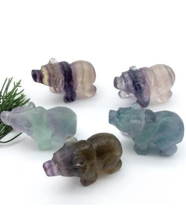 Crystal Rough 1pc Natural Fluorite Bear Animals Crystal Stone Carved Figurine Stone Room DecorationCrystals NaturalReiki Decoration ERTEYIN