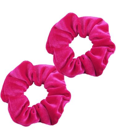 Guvass 2 Pack Hair Scrunchies for Women Hot Pink Velvet Elastics Scrunchy Bobbles Soft Hair Bands Hair Ties for Women (Hot Pink)