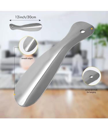 2 PCS Shoe Horn Set for Seniors - Telescopic Long Handle & Metal Short Shoe Horn - Silver - Buy Online on GoSupps.com