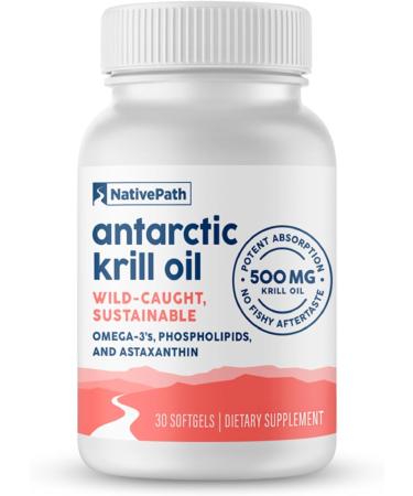 NativePath: Antarctic Krill Oil - Wild-Caught Krill Omega-3 Fatty Acids with EPA and DHA - 30-Day Supply - Supports Your Joint, Heart, Brain and Immunity - Pure Formula, No Fishy Taste 30 Count (Pack of 1)