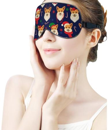 Christmas Corgis Sleep Mask - Adjustable Eye Cover for Sleeping, Blocking Light - Men & Women - Buy Online on GoSupps.com