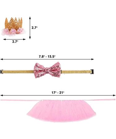 Zhenp Dog Wedding Dress Set - 3 Pieces Tutu Rock for Dogs Princess Crown Birthday Outfit & Collar for Little Pets - Buy Online on GoSupps.com