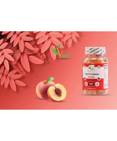 Ved CoQ10 Gummies - 60 Count Vegan & Non-GMO Natural Peach Flavor Gluten Free | Boost Energy & Heart Health - Buy Online on GoSupps.com