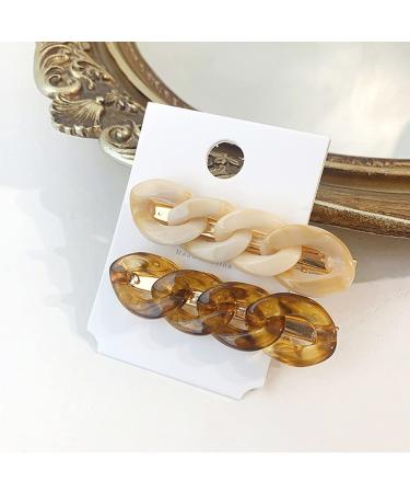 UUYYEO 2 Pairs Acrylic Hair Clips - Trendy Chain Hairpins & Crocodile Hair Accessories for All Hair Types - International Shipping Available - Buy Online on GoSupps.com