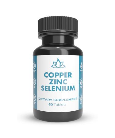 Copper 5mg Zinc 40mg Selenium 200mcg 3 in 1 Formula High Absorption - 60 Tablets | New World Health Brands
