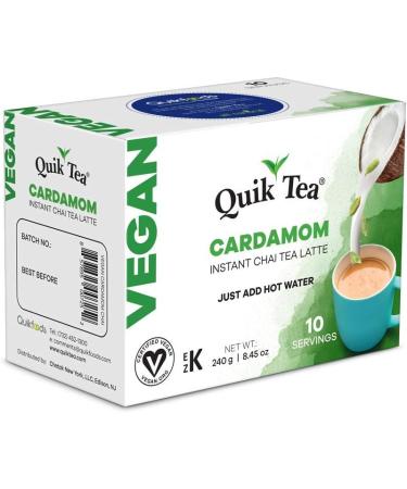 QuikTea Vegan Cardamom Chai Tea Latte - 10 Count Single Box - All Natural & Preservative Free Authentic Instant Chai Vegan Cardamom 10 Count (Pack of 1) - Buy Online on GoSupps.com