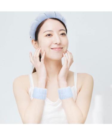 FRIUSATE Blue Spa Headband with Wrist Bands for Women - Ideal for Face Washing, Makeup Removal, Skincare, and Shower - Buy Online on GoSupps.com