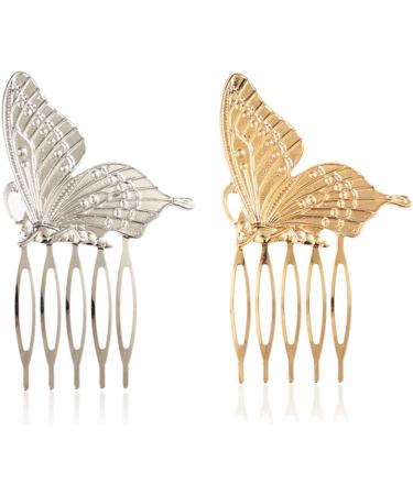amangul Butterflies Hair Comb Clip Metal Hair Clip for Thick Hair for Women Styling Strong Hold Decorative Hair Accessories - Buy Online on GoSupps.com