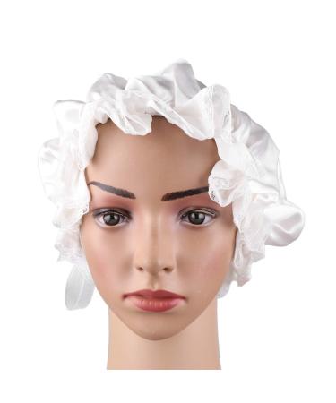 LEORX Satin Sleep Cap with Lace Detail - Soft Silk Night Bonnet for Women (White) - Buy Online on GoSupps.com