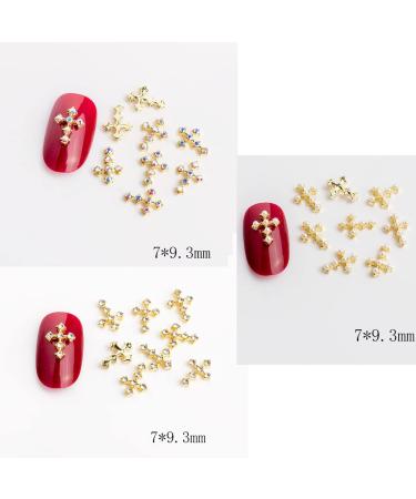 LIFOOST 30pcs Gold Cross Nail Charms for 3D Nail Art - Crystal Rhinestones Studs for Women's Acrylic Nails Designs - Buy Online on GoSupps.com