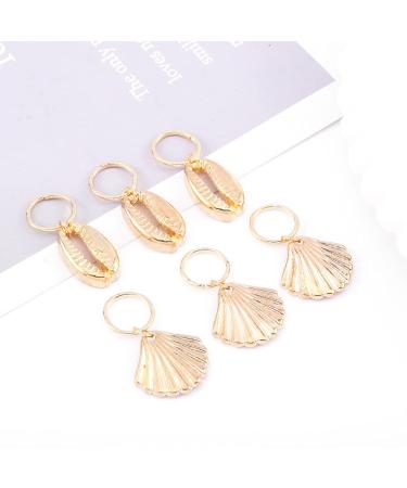 Gold Shell Box Braid Rings Clip Dreadlock Jewelry Cowrie Charms for Black Women (6PCS) - Buy Online on GoSupps.com