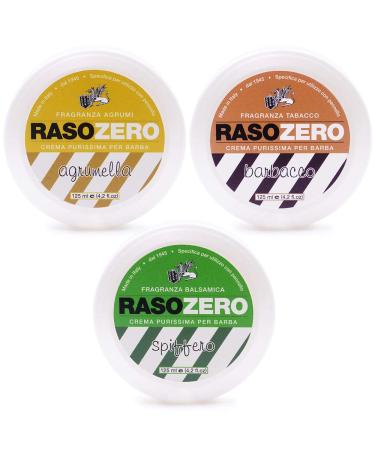 3 Rasozero shaving soaps. Agrumella, Spiffo, Barbacco. Complete set