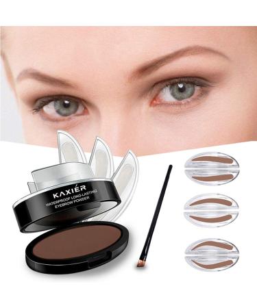 GL-Turelifes 3 Pairs of Seals Eyebrow Stamp with Brow Brush Perfect Eye Brow Power One Second Make Up Nature Brow Makeup Tool (Light Brown)
