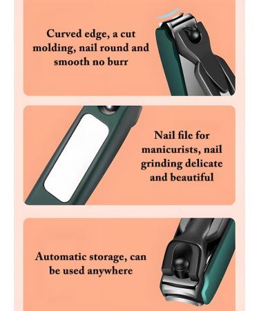 Portable Splash-Proof Nail Clippers Fashionable Design Thick Nails Ingrown Nails Special Home Travel (Dark Green) Multifunctional - Buy Online on GoSupps.com