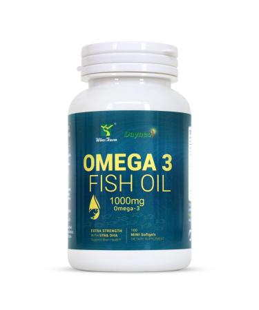 Wins Town Omega 3 Fish Oil Softgels, 1000mg High Potency Supplements, with EPA & DHA, Supports Brain Health, 100 Capsules