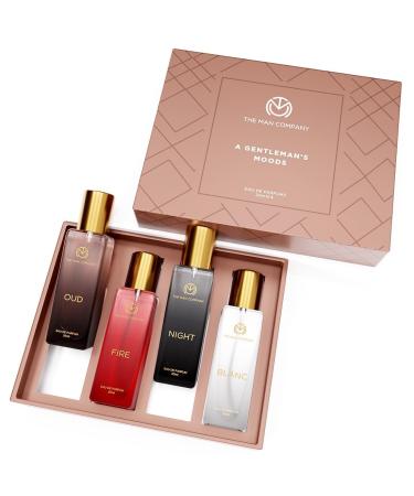 Bloom Beauty The Man Company Specially Curated Perfume Spray Gift Set for Men - 4X20Ml A Gentleman's Moods Premium Long-Lasting Luxury Eau De Parfum Night for Date Fire for Party Oud for Outing