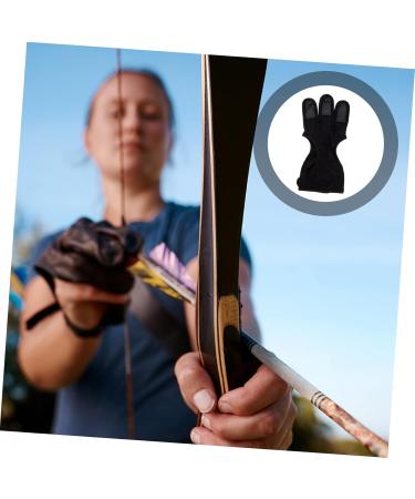 Anneome Archery Finger Stall Mittens Bow and Finger Glove Three Finger Archery Gloves Leather Gloves Archery Equipment Portable Shooting Glove Wear-resistant Archery Equipment Black Major 20x10cm Black - Buy Online on GoSupps.com