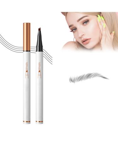 3D Microblading Eyebrow Pencil with 4 Fork Tip 2024 New Magic Eyebrow Pencil Contouring Pen Natural Makeup Fine Stroke Long-Lasting Waterproof Eyebrow Pencil Stay on All Day (2PCS Gray)