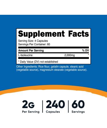 Nutricost L-Isoleucine 2000mg | 240 Capsules (60 Servings) | High-Quality Amino Acid Supplement - Buy Online on GoSupps.com