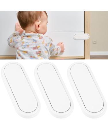 HOTUT Cupboard Locks for Children 3 PCS Child Safety Cupboard Locks Baby Proof Child Safety Cupboard Locks Children Proof Latches for Kitchen Door Drawer Closet Refrigerator - White White-3pcs