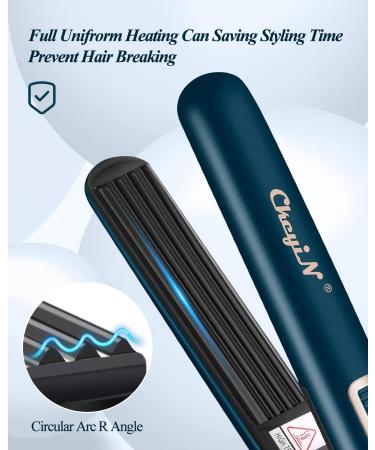 CkeyiN Hair Crimping Iron - Professional Mini Crimper for Fluffy Hairstyles 356 Constant Temperature Anti-Static Perfect for Waves & Curls - All Hair Types - Emerald - Buy Online on GoSupps.com