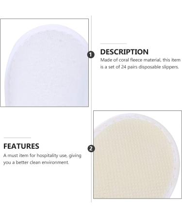 24 Pairs Disposable Hotel Spa Slippers - Unisex White Coral Fleece - Bulk Portable Shoes - Buy Online on GoSupps.com