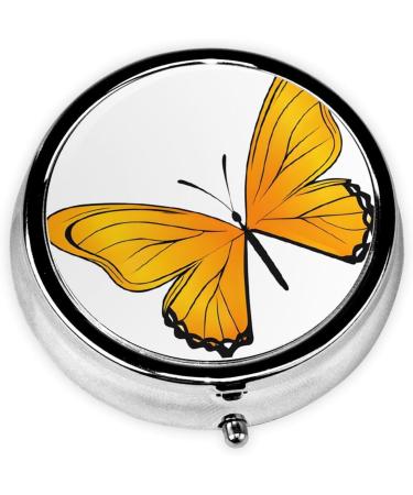 Pretty Butterfly Print Round Pill Box | 3 Compartment Mini Portable Travel Medicine Organizer - Buy Online on GoSupps.com