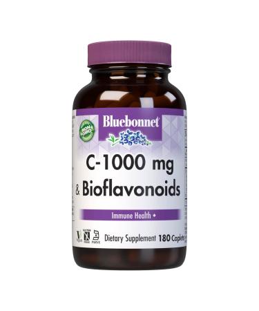 Bluebonnet Nutrition C-1000 mg Plus Bioflavonoids Caplets Vitamin C 1000 mg Citrus Bioflavonoids 500 mg for Immune Health Soy Free Gluten Free Non-GMO Kosher Dairy Free Vegan 180 Caplets 180 Count (Pack of 1)