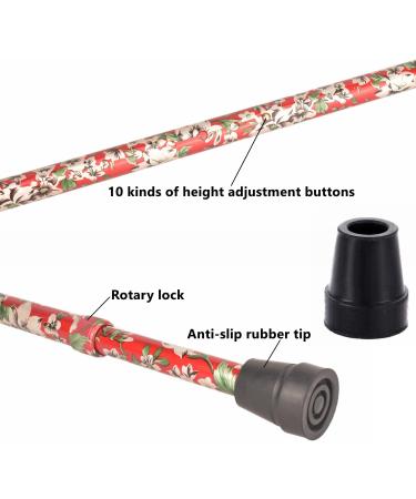 Walking Cane Portable Hand Walking Stick Walking Cane with Smooth Wood Handle Adjustable Walking Cane Lightweight and Stable Walking Stick Cane for Men & Women Canes for Seniors (Red) - Buy Online on GoSupps.com