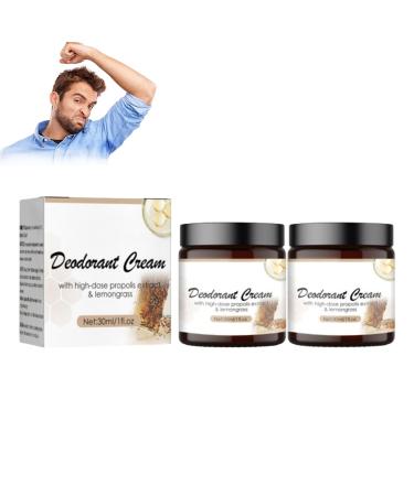 Propolis Lemongrass Deodorant Cream, Propolis Deodorant Cream Lemongrass, Natural Deodorant Cream, Underarm Care for Man, Aluminum Free, for Ingrown Hair After Shaving (2PCS)