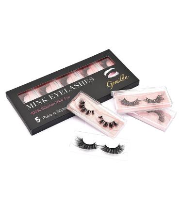Gemilla Real Mink Lashes - Hand-made 3D & 5D Mink Eyelashes for Dramatic, Natural Look (5 Pairs, 19-22mm) - Buy Online on GoSupps.com