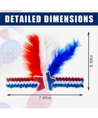 Hying 2 PCS 4th of July Patriotic Headbands for Women - American Stars Headwear Red Blue Feather Independence Day Accessories - Buy Online on GoSupps.com