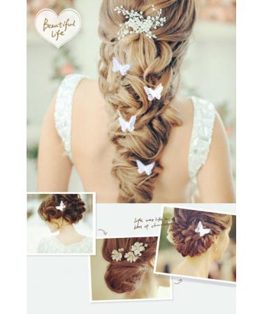 Yueton 12pcs Handmade Embroidery Organza Butterfly Barrettes Bobby Pin Hair Clips - White - Buy Online on GoSupps.com